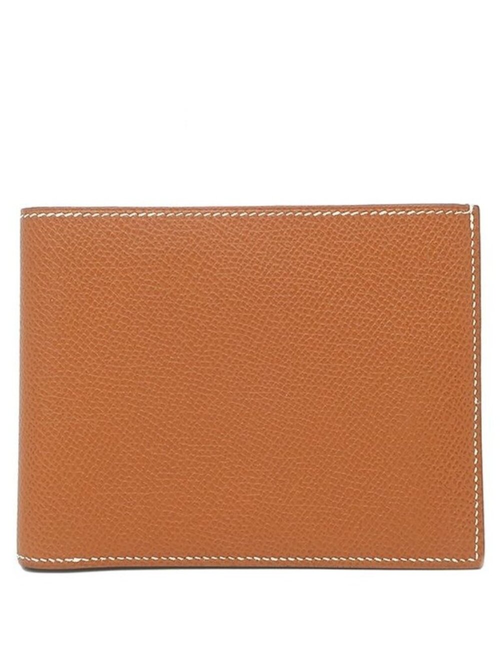 Hermes Bifold Wallet MC2 Thales Veau Epsom Cognac Brown Coin Purse